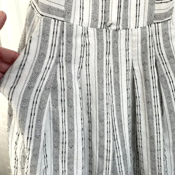 Greylin Anthropologie Striped Linen & Cotton Jumpsuit Cropped Wide Leg Zip Up S